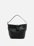 PAZZION, Tate Pebbled Buckle Bag, Black