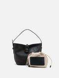 PAZZION, Tate Pebbled Buckle Bag, Black