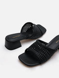 PAZZION, Taylor Woven Braided Mule Heels, Black