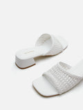PAZZION, Taylor Woven Braided Mule Heels, White