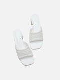 PAZZION, Taylor Woven Braided Mule Heels, White