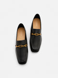 PAZZION, Tera Chained Leather Loafers, Black