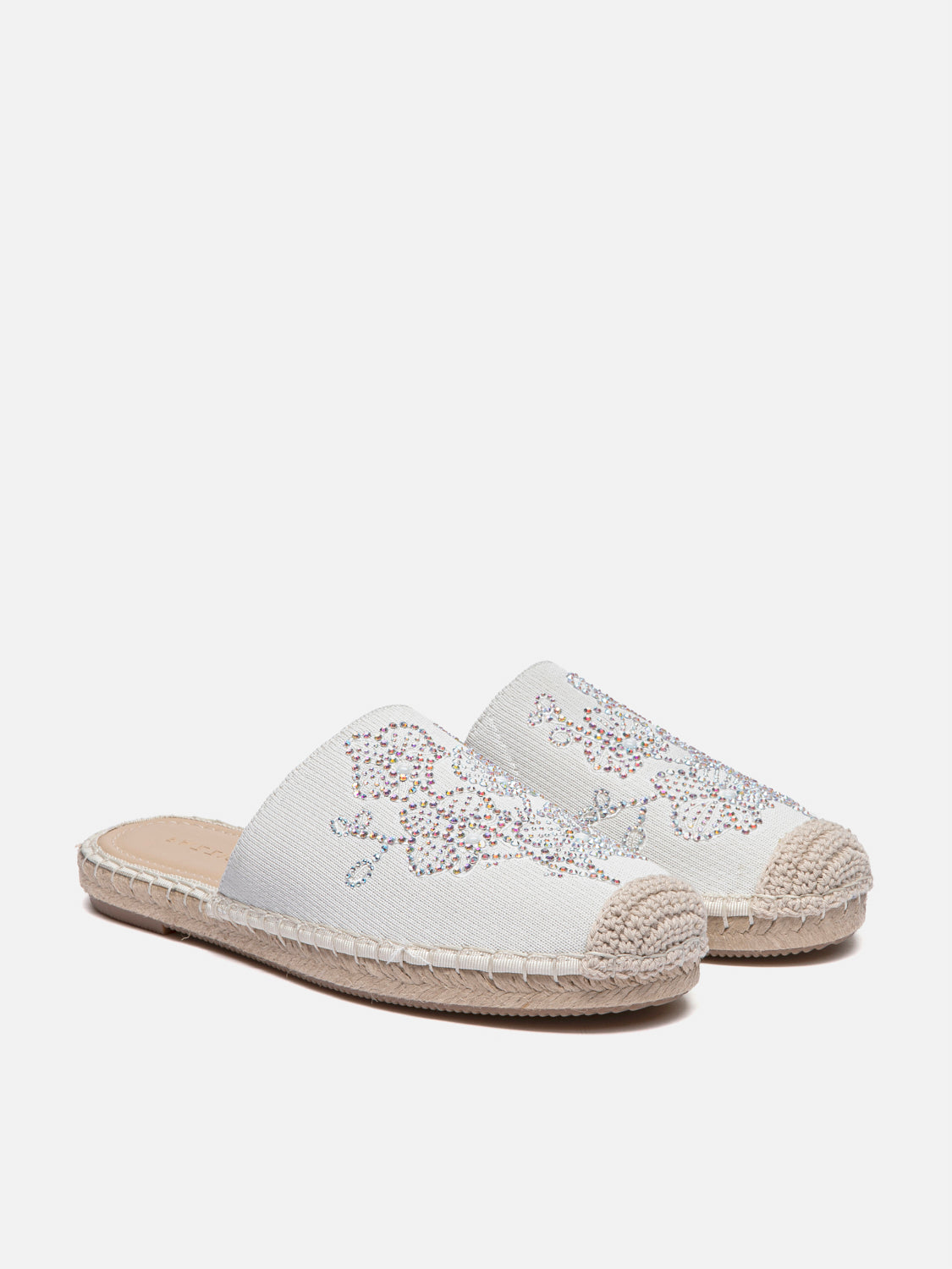 PAZZION, Thailyvn Crystal Embellished Flyknit Mules, Beige