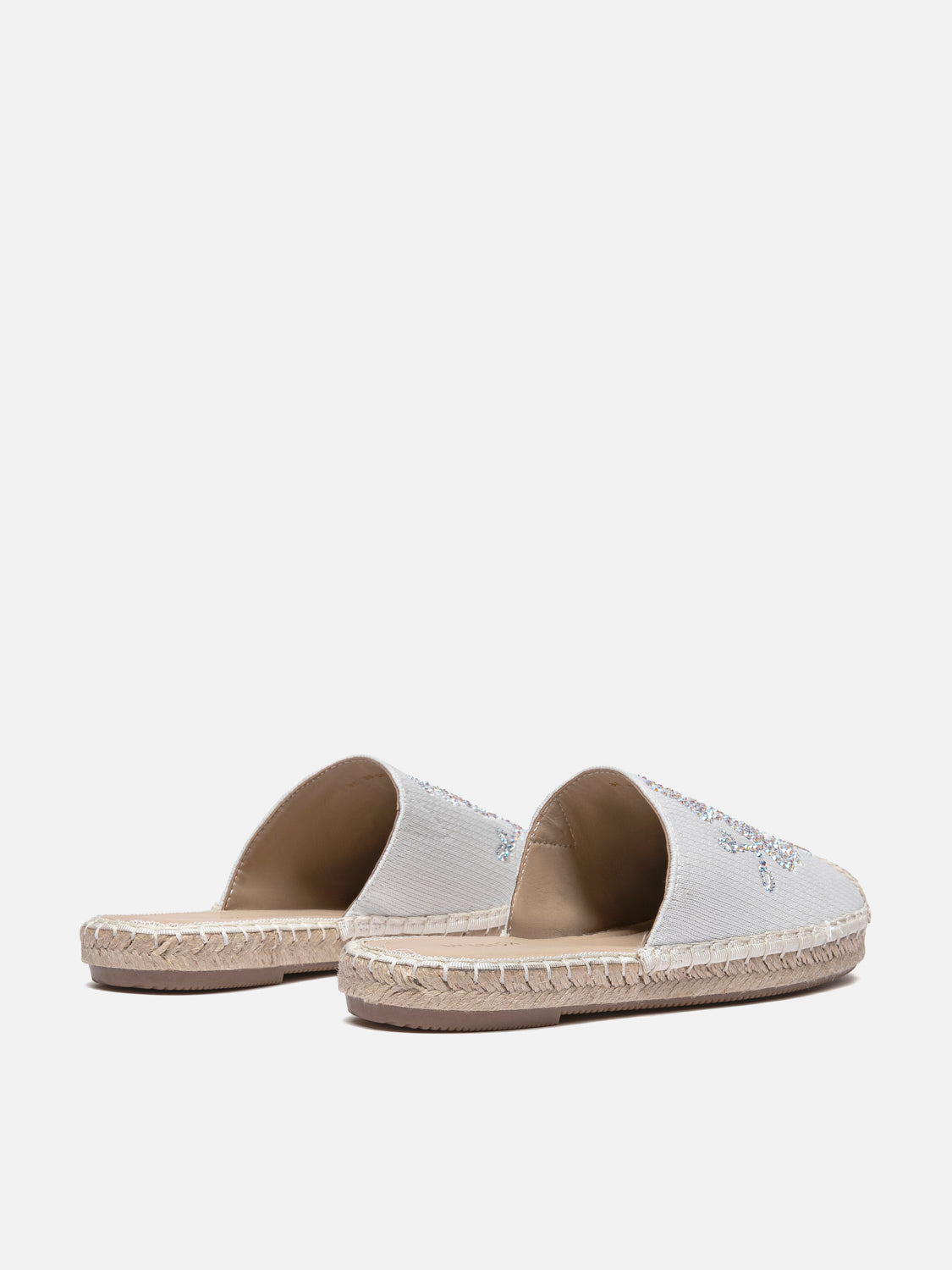 PAZZION, Thailyvn Crystal Embellished Flyknit Mules, Beige