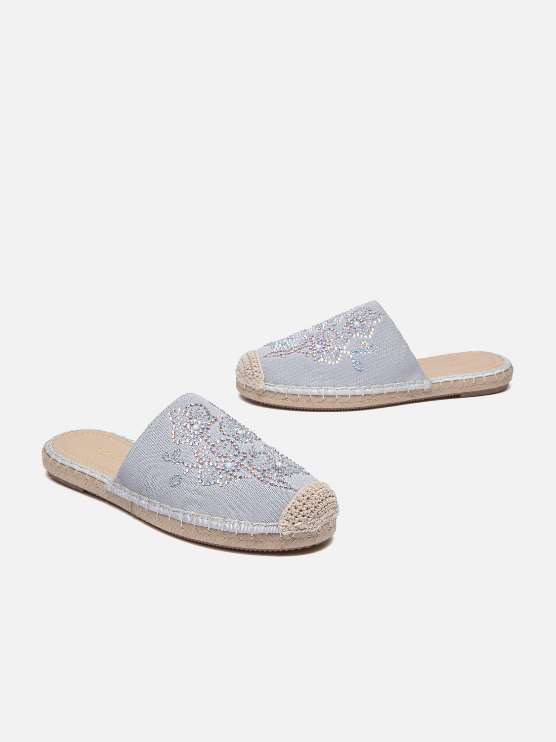 PAZZION, Thailyvn Crystal Embellished Flyknit Mules, Grey