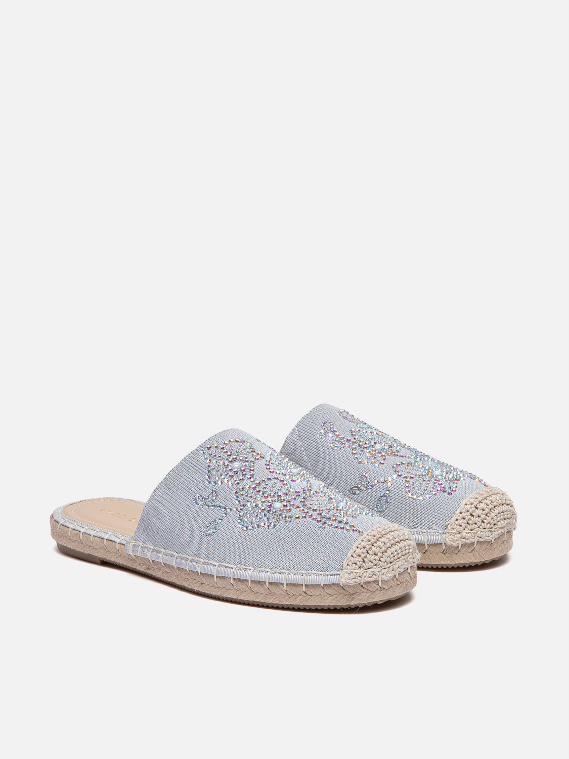 PAZZION, Thailyvn Crystal Embellished Flyknit Mules, Grey