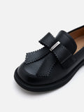 PAZZION, Thea Brogue Bow Loafers, Black
