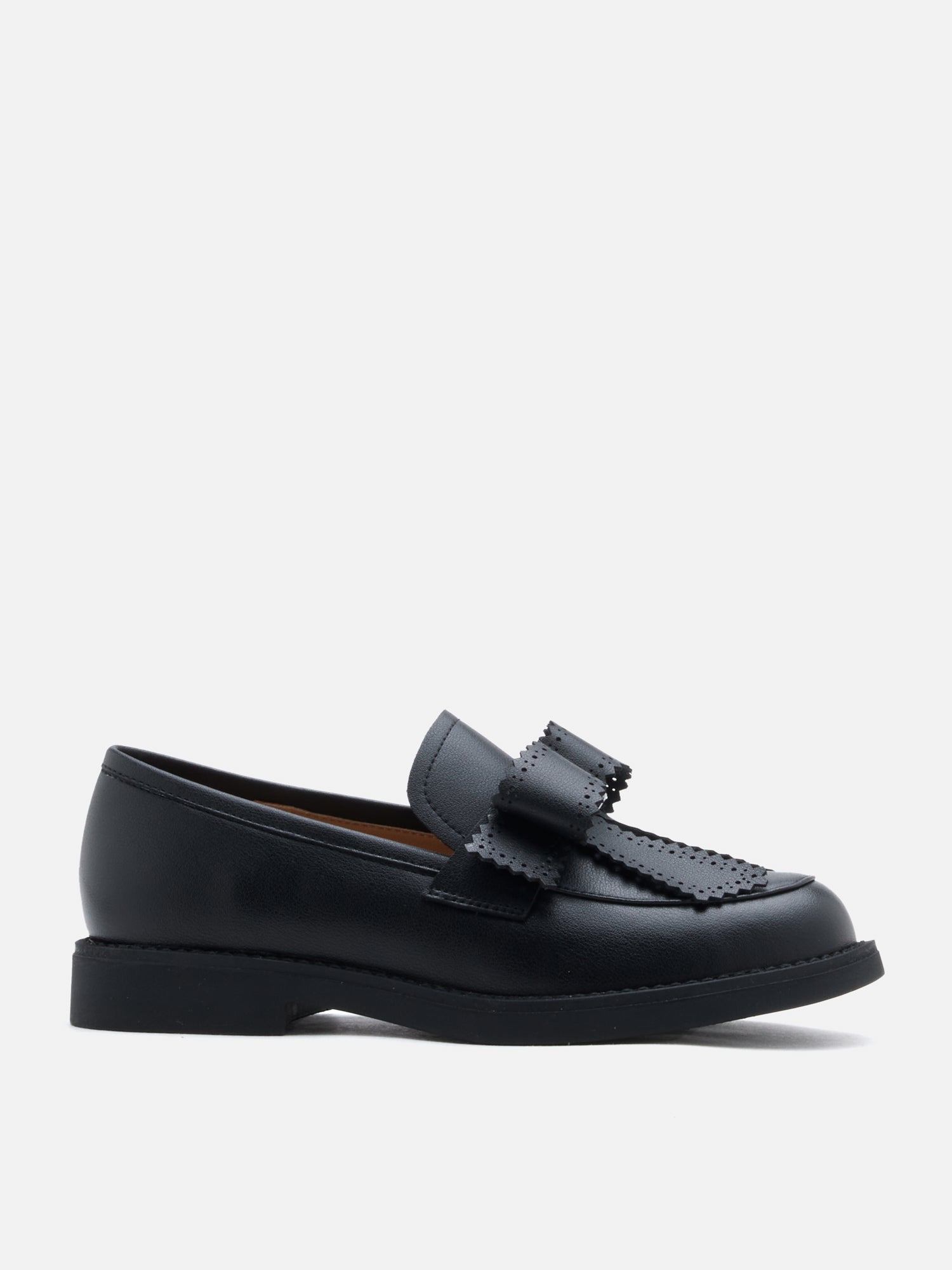PAZZION, Thea Brogue Bow Loafers, Black