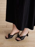 PAZZION, Uira Mesh Bow Mule Heels, Black