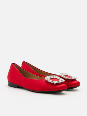 Ulyana Teardrop Crystal Buckle Flats