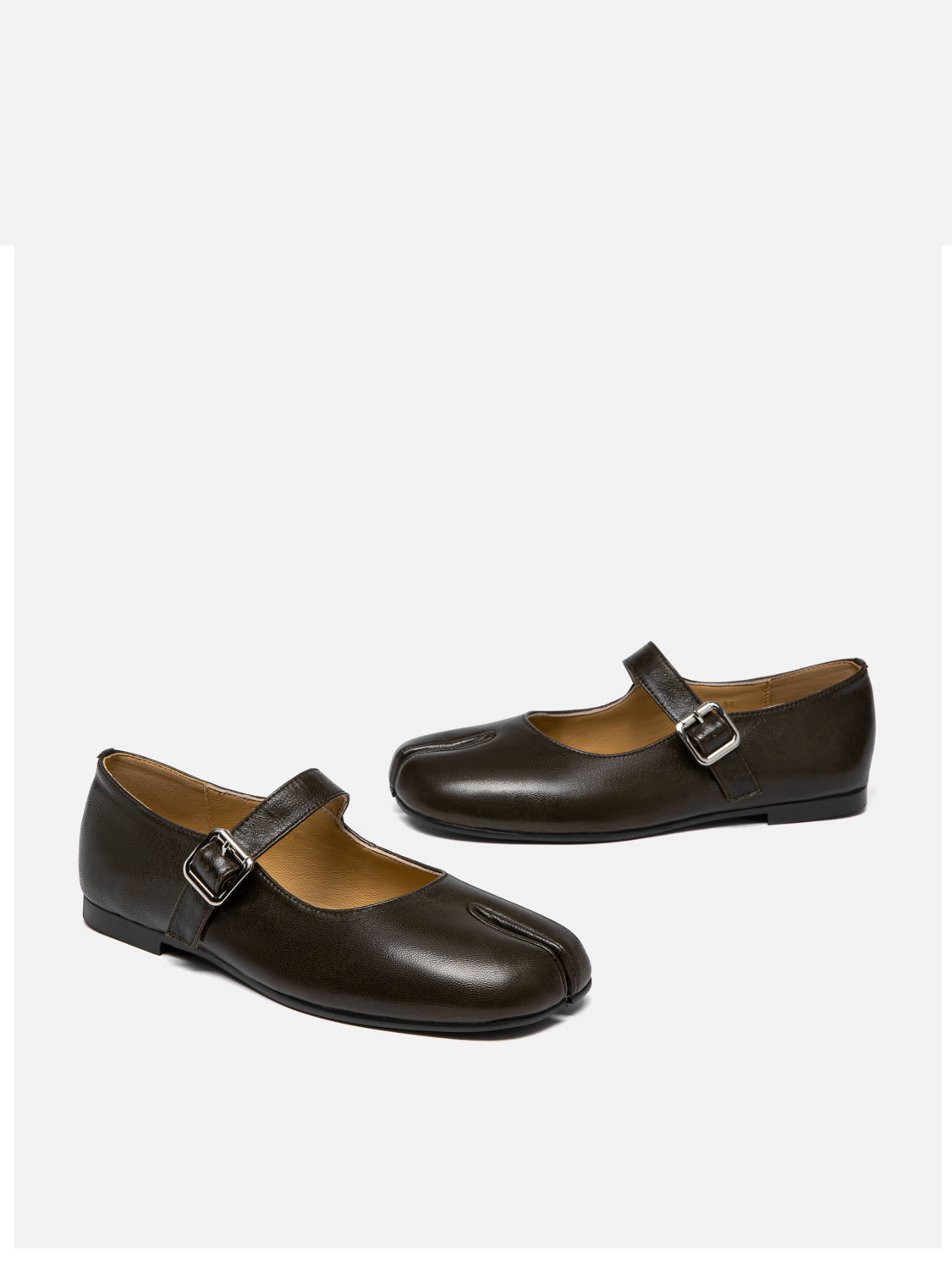 PAZZION, Una Leather Tabi Mary Janes - Dark Brown, Brown