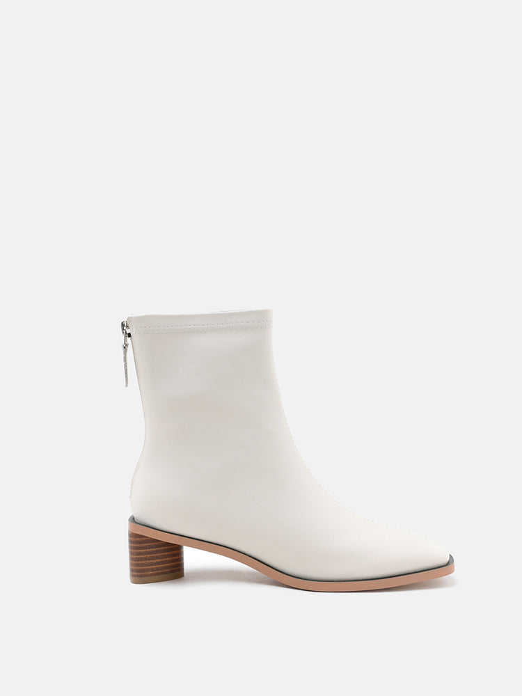 PAZZION, Vally Cowhide Leather Ankle Boots, Beige