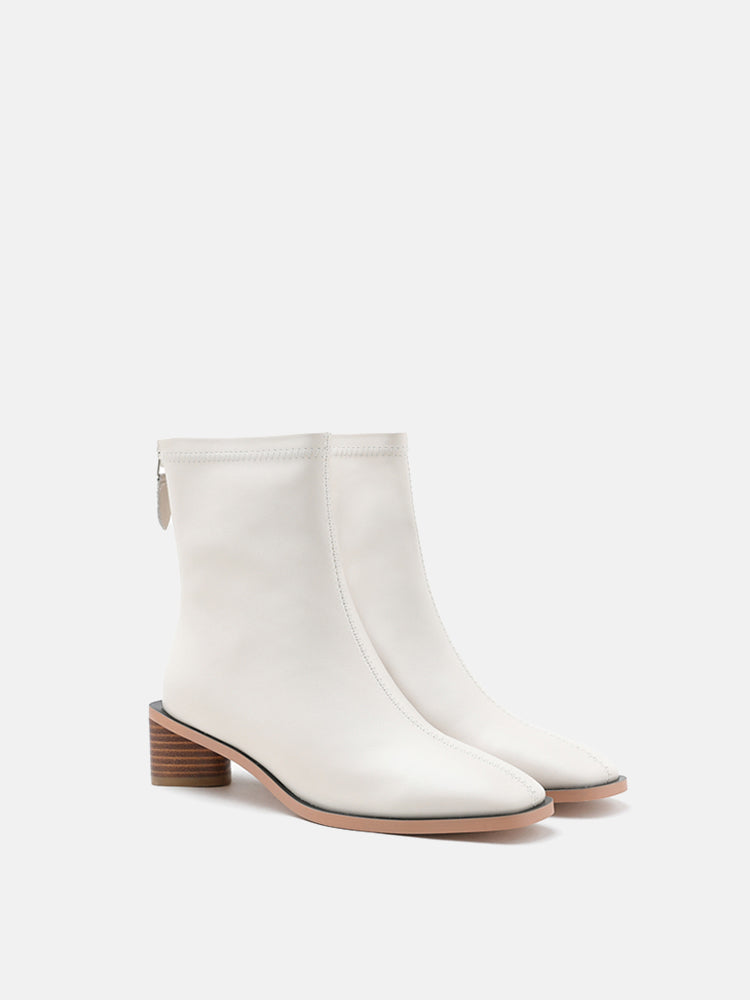 PAZZION, Vally Cowhide Leather Ankle Boots, Beige