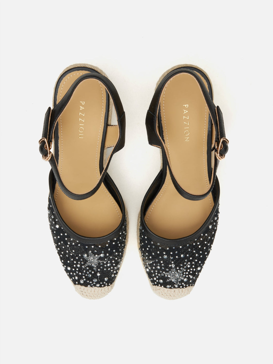 PAZZION, Varianne Crystal Embellished Wedges, Black