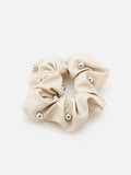 PAZZION, Veda Studded Scrunchie, Beige