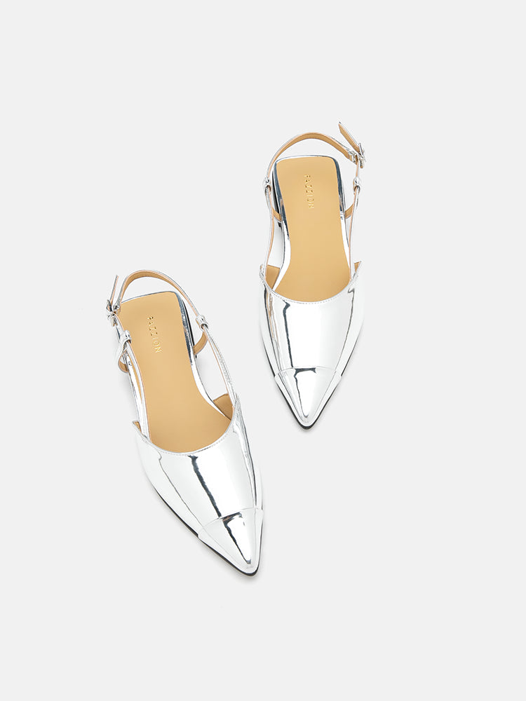 PAZZION, Verity Slingback Flats, Silver