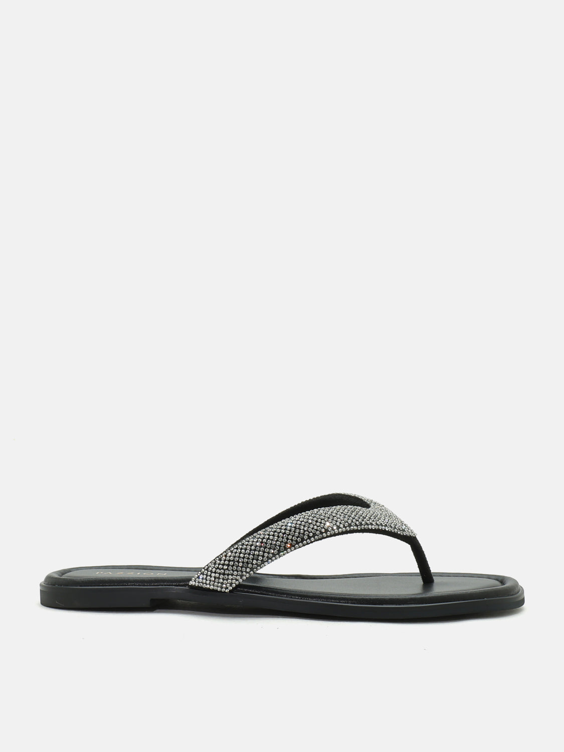 PAZZION, Violette Crystal Embellished Thong Sandals - Black, Black