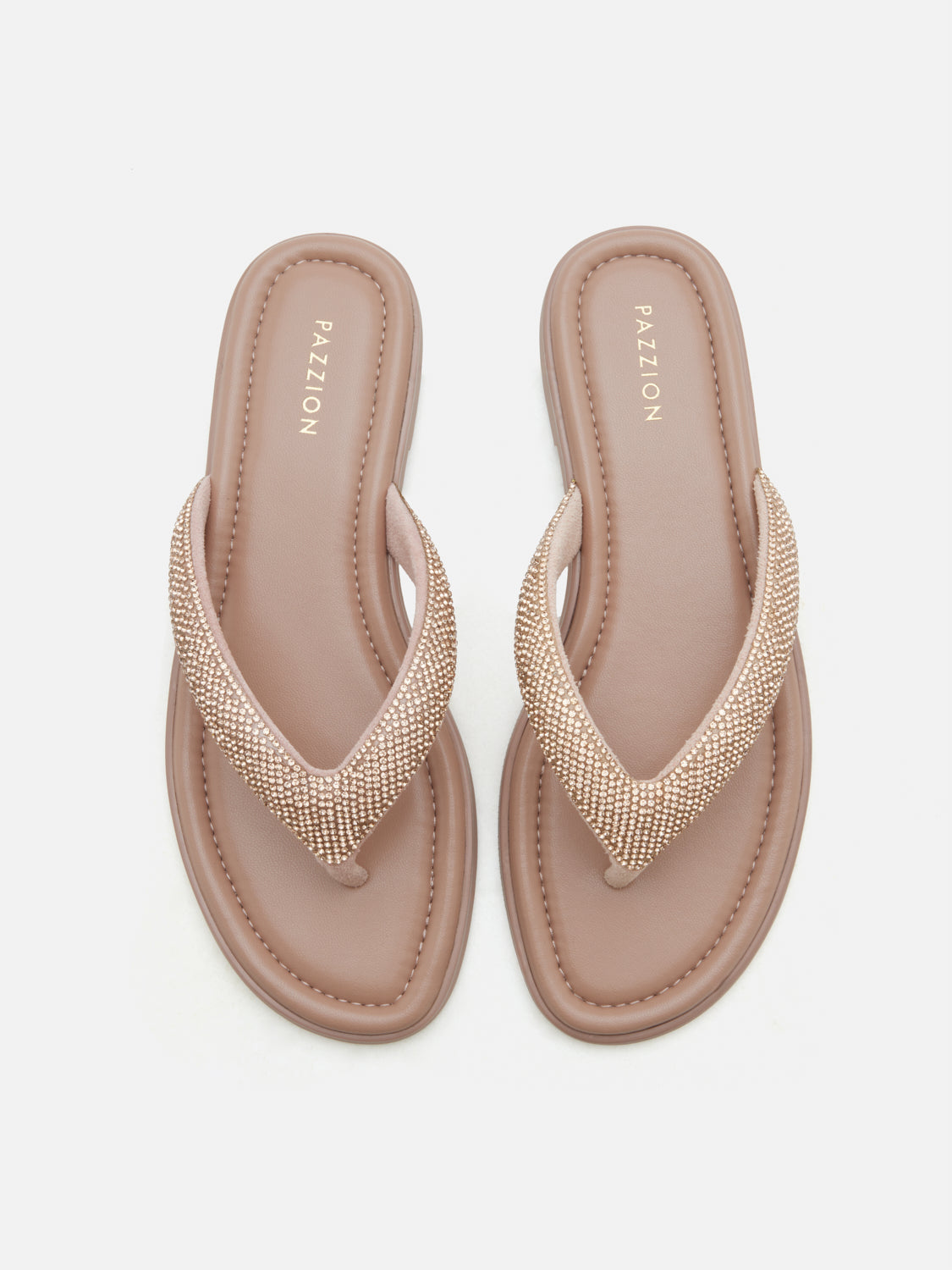 PAZZION, Violette Crystal Embellished Thong Sandals - Pink, Pink