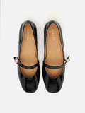 PAZZION, Viorina Crystal Pearl Leather Mary Jane Heels, Black