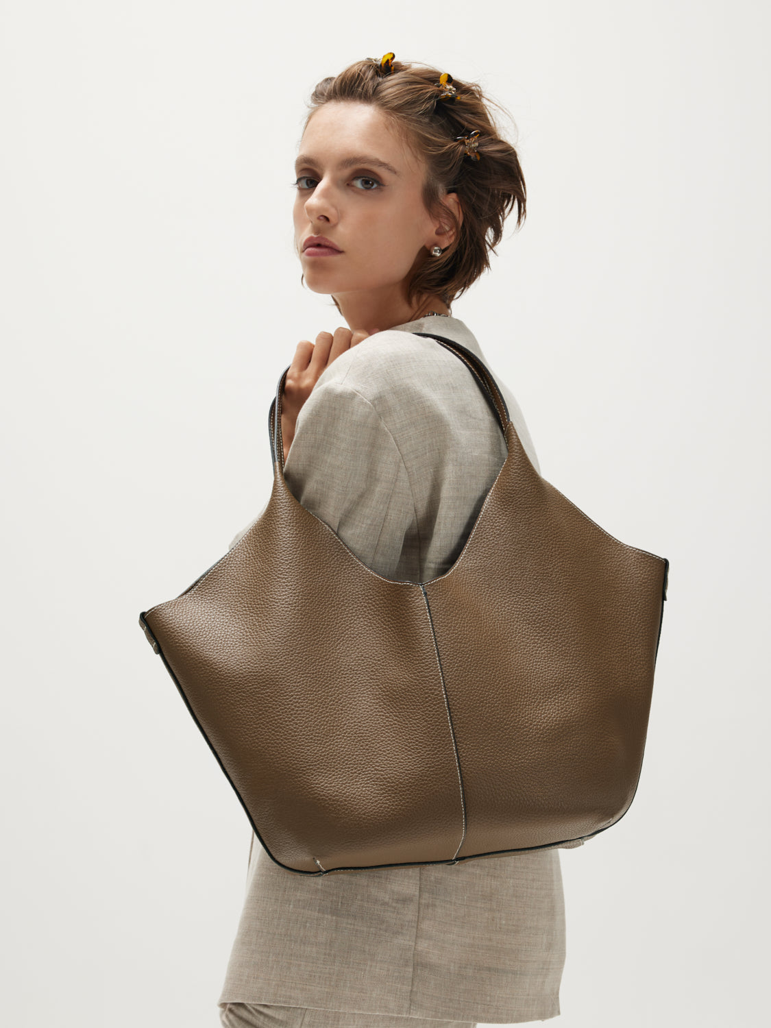 PAZZION, Vittoria Leather Bag - Khaki, Khaki