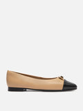 PAZZION, Vowen Cap Toe Leather Flats, Almond
