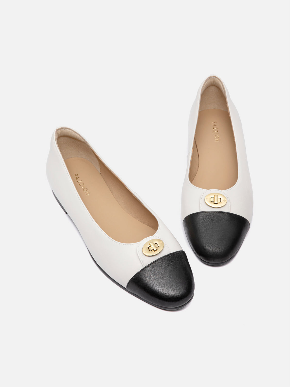 PAZZION, Vowen Cap Toe Leather Flats, Beige