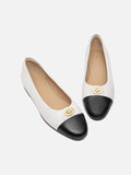 PAZZION, Vowen Cap Toe Leather Flats, Beige