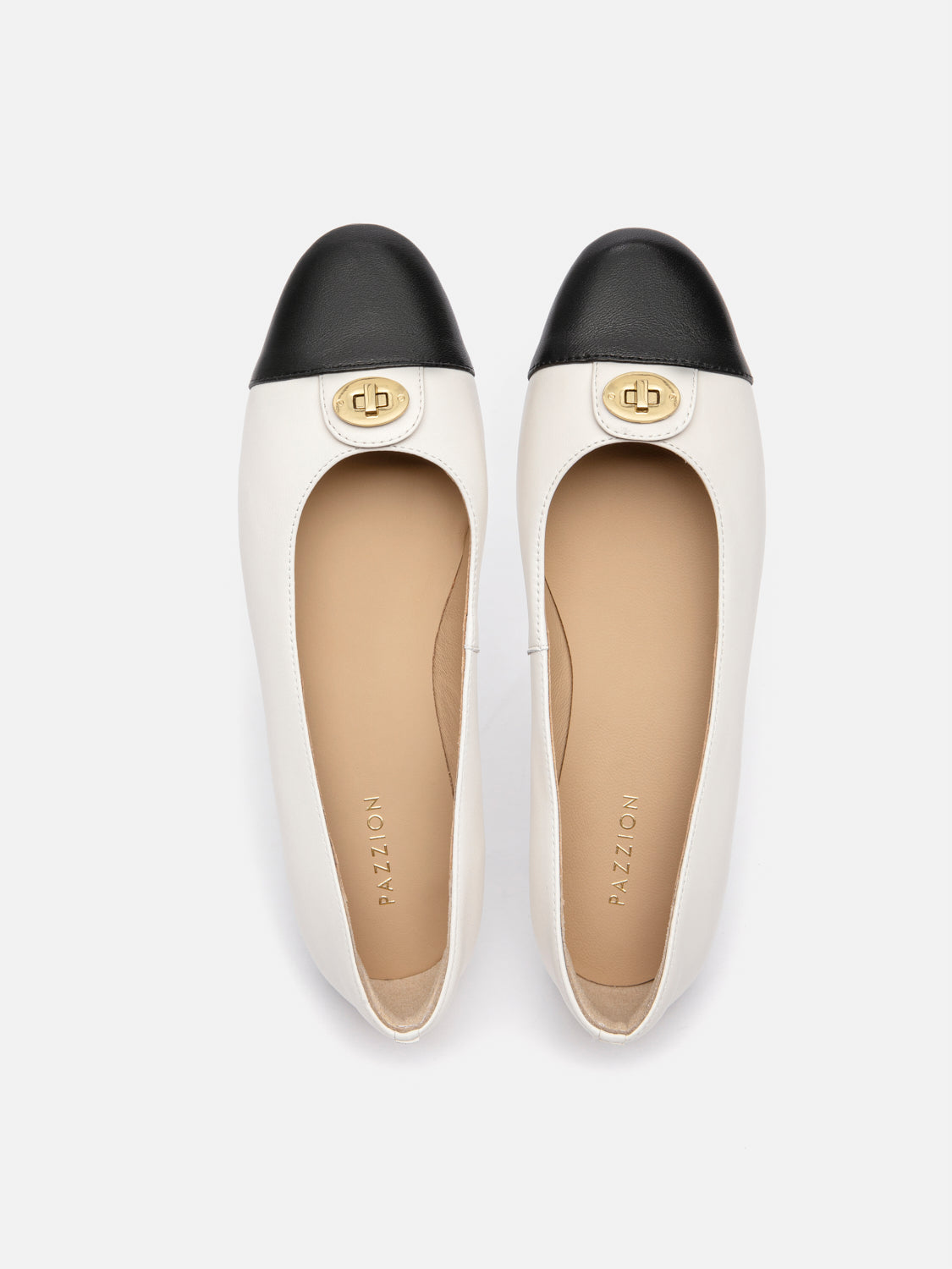 PAZZION, Vowen Cap Toe Leather Flats, Beige