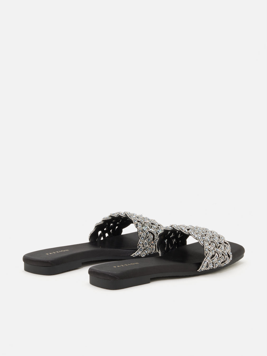 PAZZION, Wilda Crystal Embellished Slides, Black