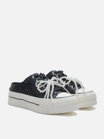 Wilhelmina Slip-on Pearl Bow Sneakers