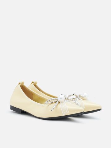 Winnie Beaded Pearl Bow Flats