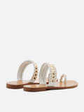 PAZZION, Wynna Studded Toe-Ring Slides, White