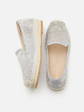 PAZZION, Xandra Crystal Embroidered Espadrilles, Grey