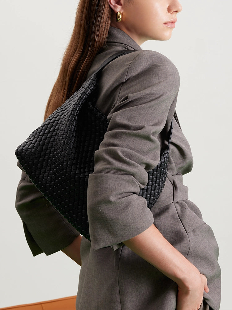 PAZZION, Xavia Bead Charmed Woven Bag, Black