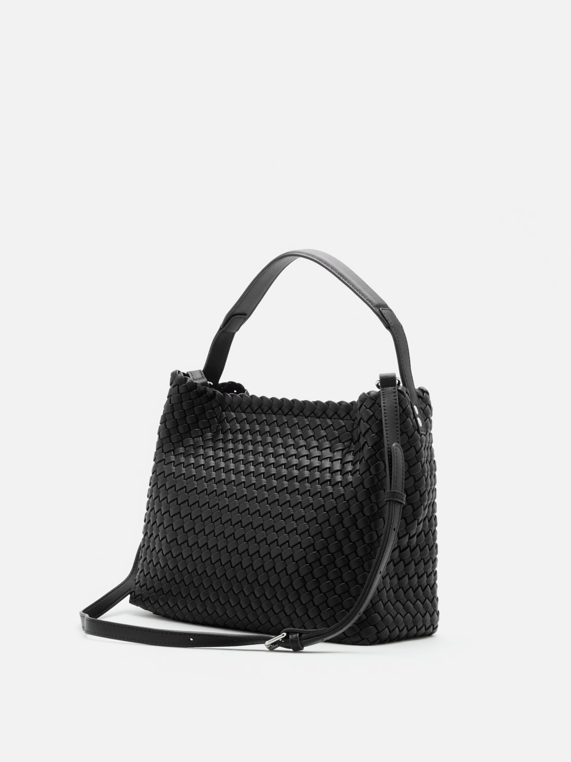 PAZZION, Xavia Bead Charmed Woven Bag, Black