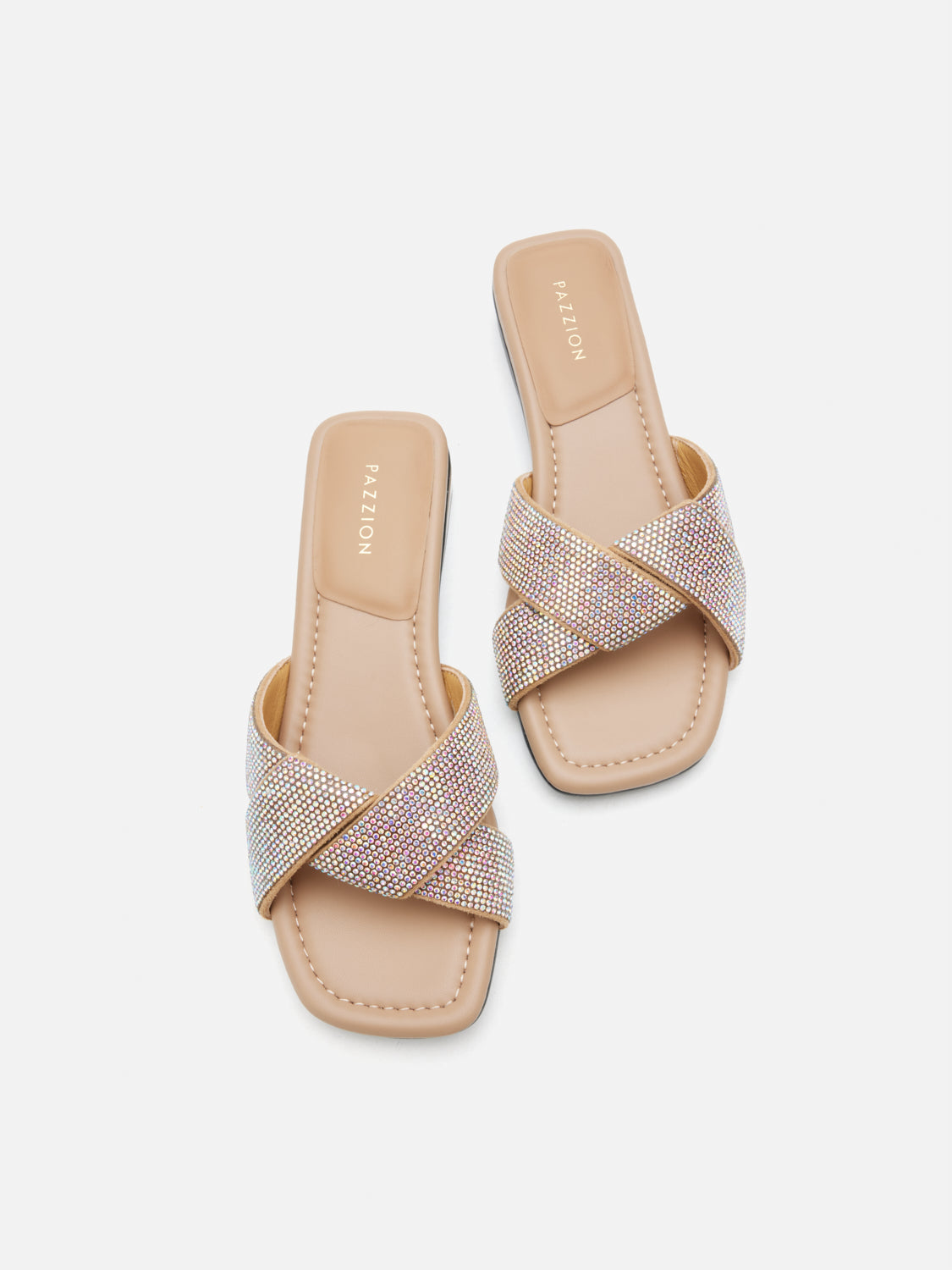 PAZZION, Xaviera Crystal Twist Slides, Rainbow