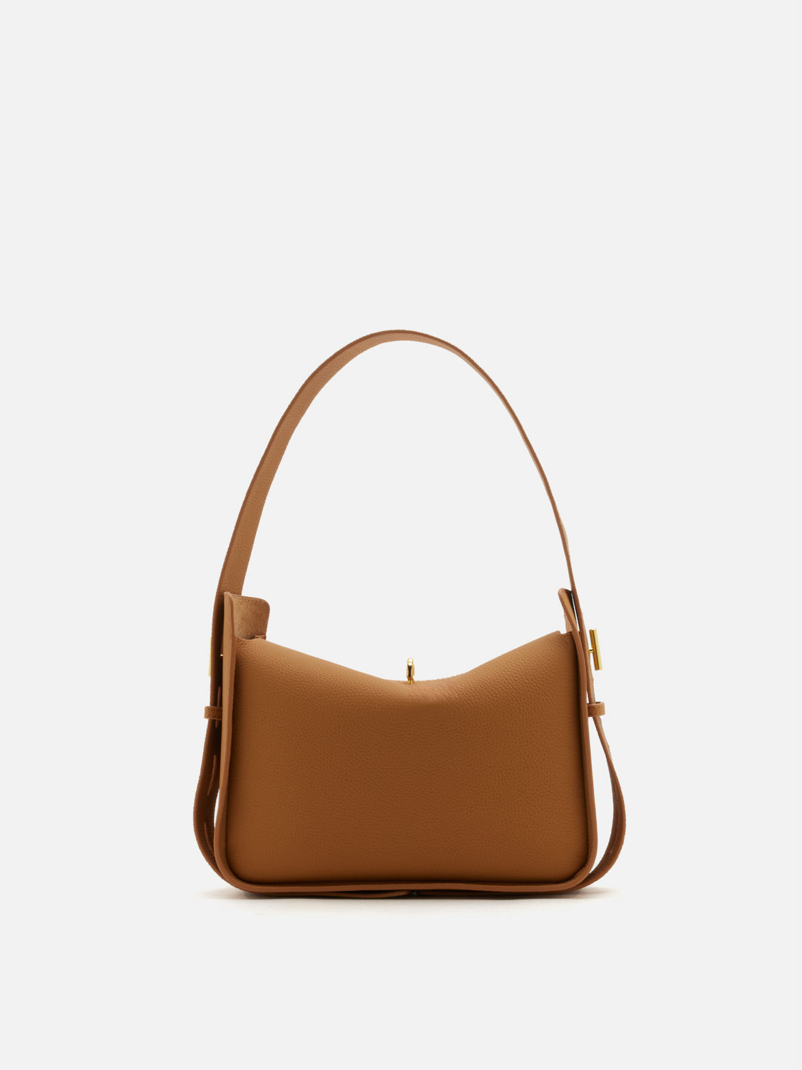 PAZZION, Yelivienne Twist Lock Leather Shoulder Bag, Camel