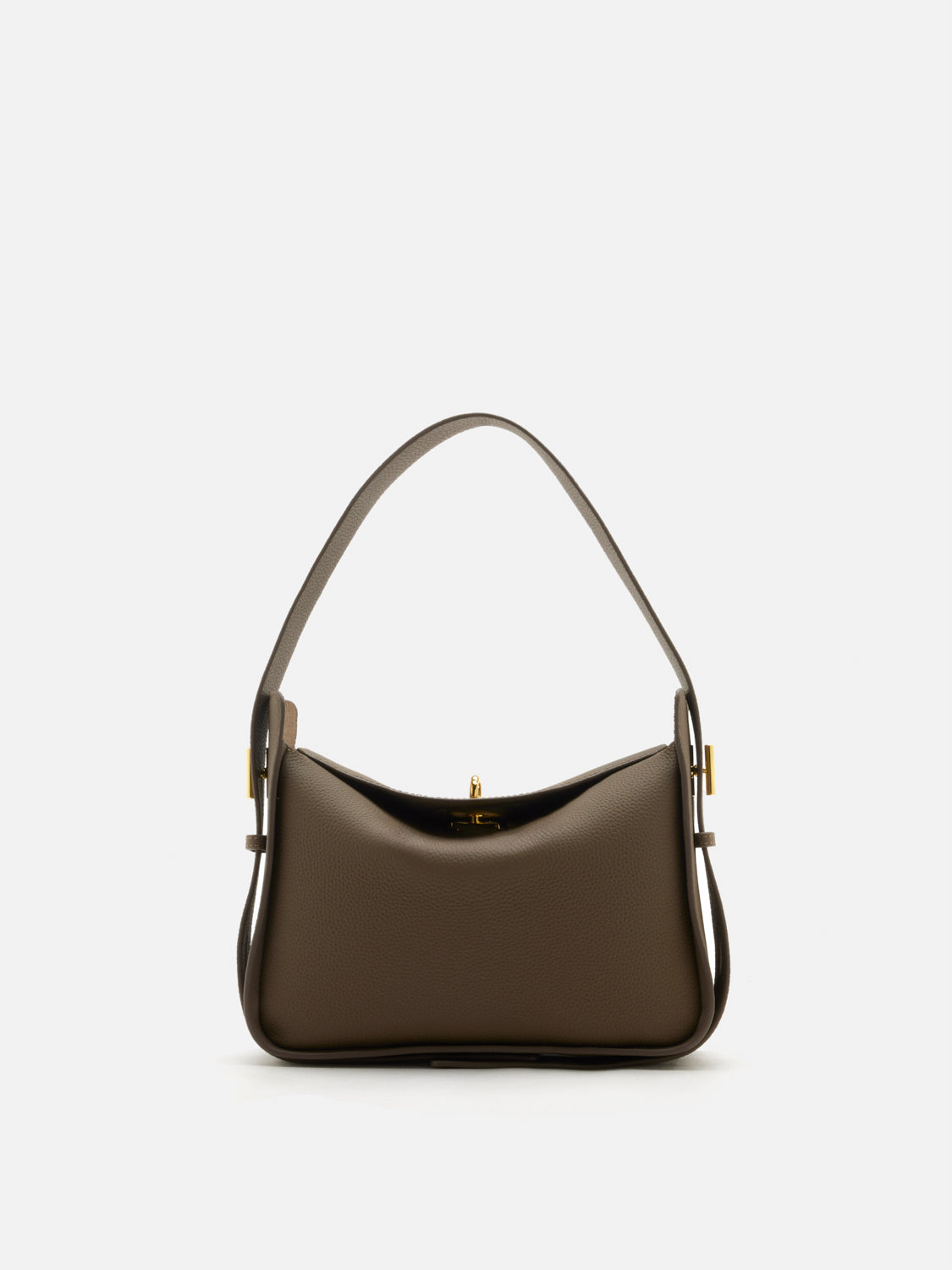 PAZZION, Yelivienne Twist Lock Leather Shoulder Bag, Khaki