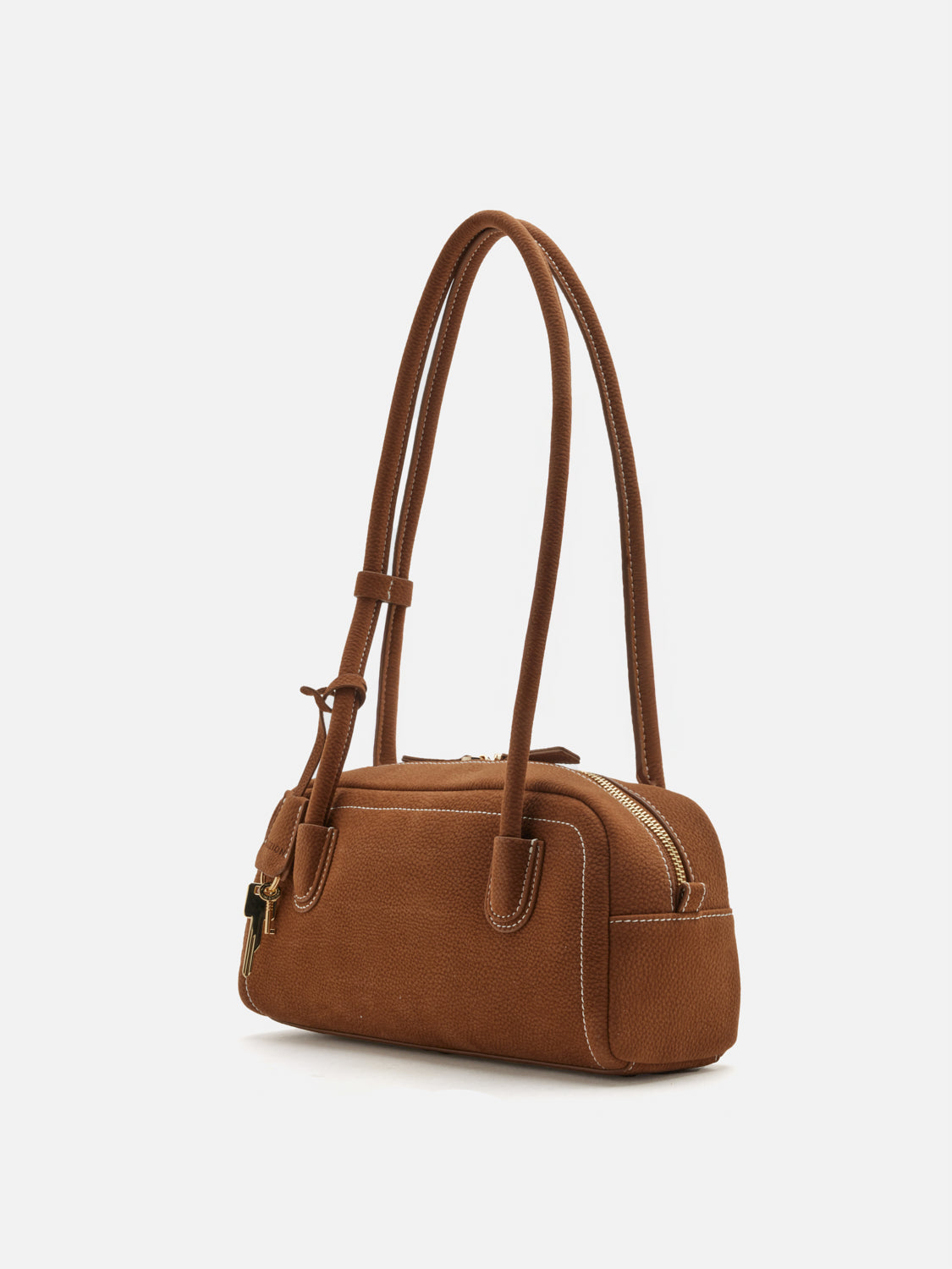 PAZZION, Zaralyn Structured Leather Shoulder Bag, Brown