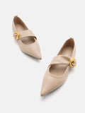 PAZZION, Zinnia Pointed Toe Flats, Almond