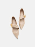 PAZZION, Zinnia Pointed Toe Flats, Almond