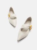 PAZZION, Zinnia Pointed Toe Flats, Beige