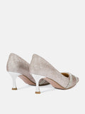 PAZZION, Zoravelle Crystal Embellished Glitter Heels, Champagne