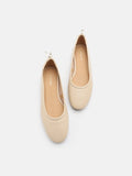 PAZZION, Zuri Curved-Toe Ballet Flats, Almond